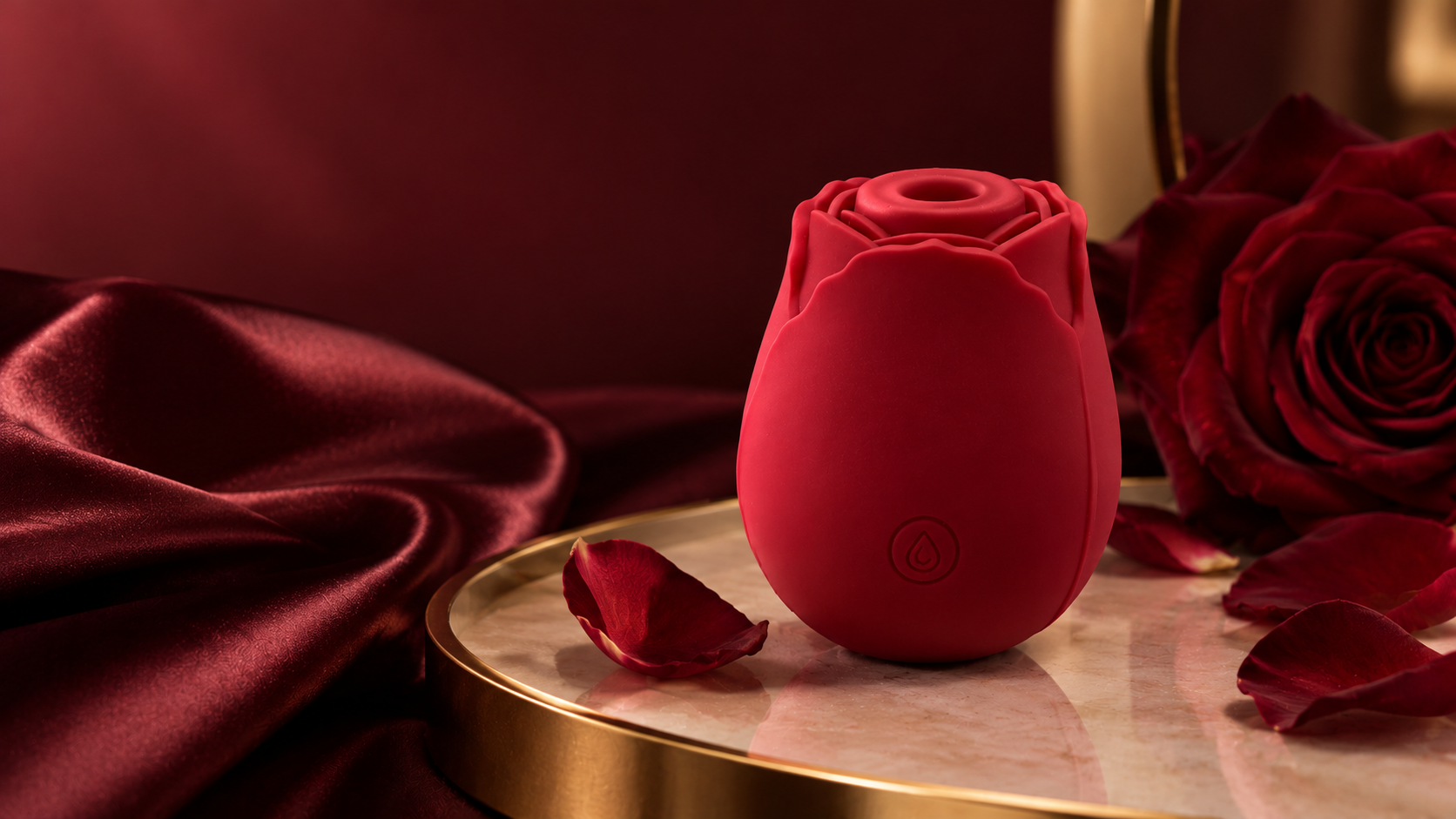 crimson rose on marble